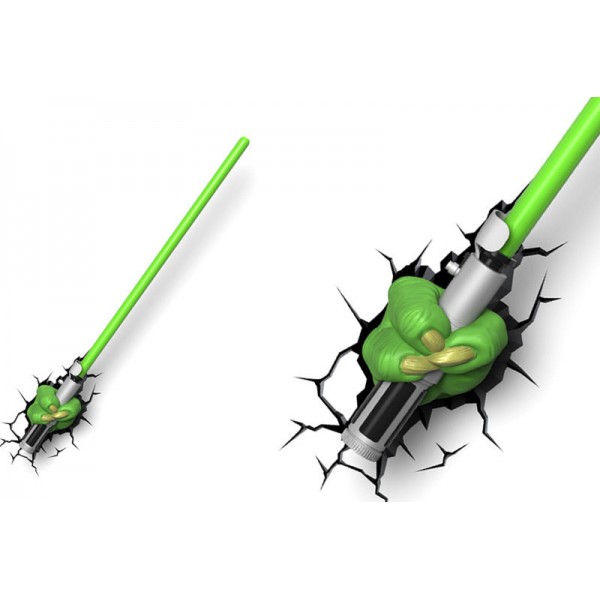 Star Wars Candeeiro de parede 3D LED Yoda Lightsaber