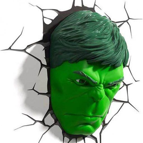 Marvel Candeeiro de parede 3D LED Hulk Face