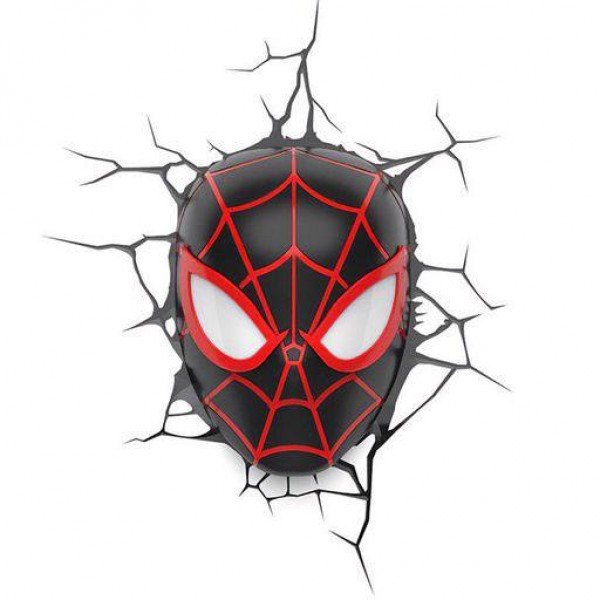 Spider-Man Candeeiro de parede 3D LED Miles Morales Mask